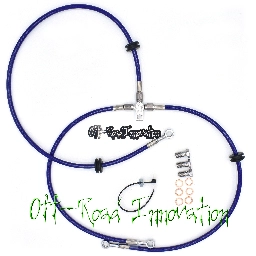 Off-Road Innovation Stainless Front Brake Line Kit for Kawasaki Tecate-4 KXF250 1987-1988 (T4-BrakeLine-Fr-LS-Cl)