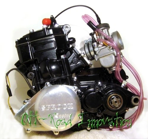 Rebuilt black engine, left side